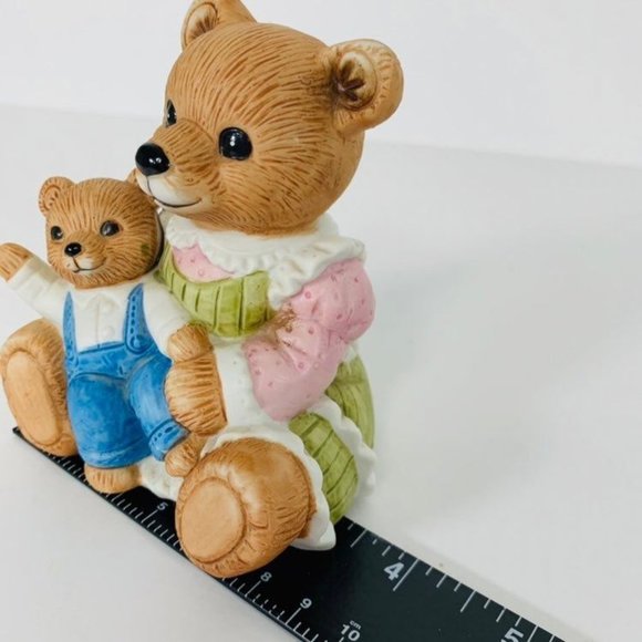 Vintage Homco #1444 Mama Bear With Baby Boy Cub Figurine Porcelain Nursery Decor - Picture 9 of 10